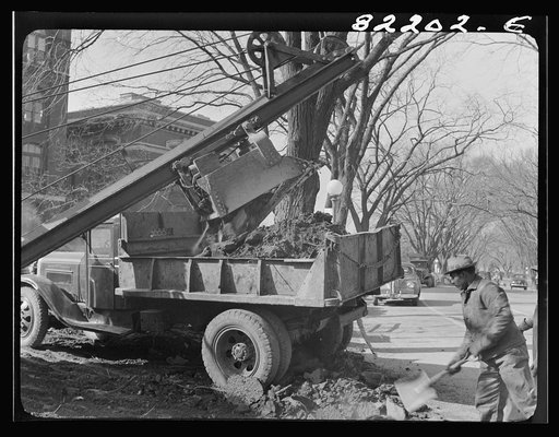 Washington, D.C. Clearing earth and old paving for extension of Independence Avenue at Fourteenth