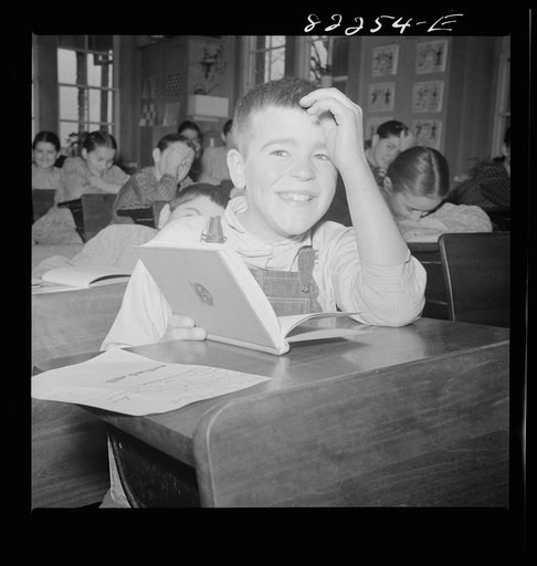 Lancaster County, Pennsylvania. Student in Lancaster County Mennonite public school where Amish, Mennonite and Pennsylvania Dutch children attend this eight grade, one-room schoolhouse