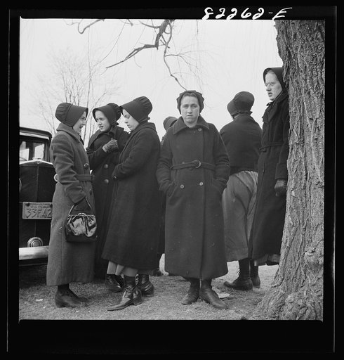 Lancaster County, Pennsylvania. Amish women attending farm auction