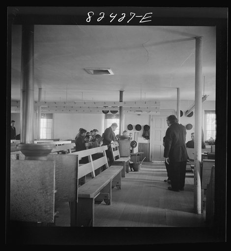 Untitled photo, possibly related to: Hinkletown, Pennsylvania (vicinity). "Deutsch school" being held in a Mennonite church