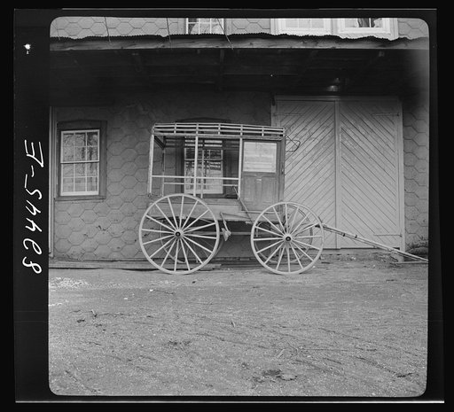 Untitled photo, possibly related to: Lancaster County, Pennsylvania. Amish wagon shop yard