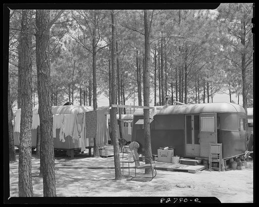 Childersburg, Alabama. Trailer camp where defense workers from the Dupont powder plant live. Rent is three dollars a month