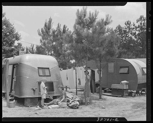 Childersburg, Alabama. Trailer camp where defense workers from the Dupont powder plant live. Rent is three dollars a month