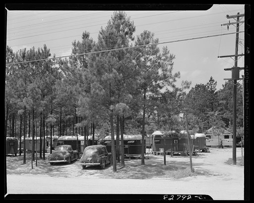 Untitled photo, possibly related to: Childersburg, Alabama. Trailer camp where the rent is three dollars a month