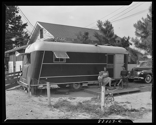 Childersburg, Alabama. Mrs. R.S. Peek, wife of defense construction worker solved her housing problem by buying a trailer