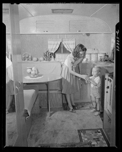 Untitled photo, possibly related to: Childersburg, Alabama. Mrs. R.S. Peek, wife of defense construction worker solved her housing problem by buying a trailer