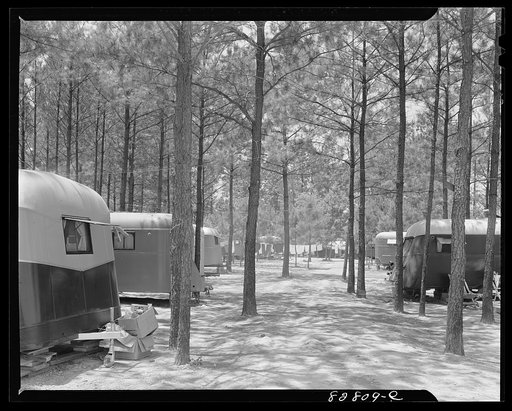Untitled photo, possibly related to: Childersburg, Alabama. Trailer camp where the rent is three dollars a month