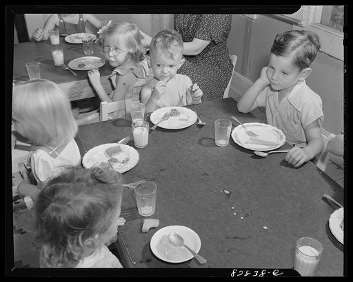 Untitled photo, possibly related to: Childersburg, Alabama. Lunch period in the WPA (Works Progress Administration) day nursey for defense workers' children