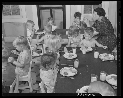 Untitled photo, possibly related to: Childersburg, Alabama. Lunch period in the WPA (Works Progress Administration) day nursey for defense workers' children
