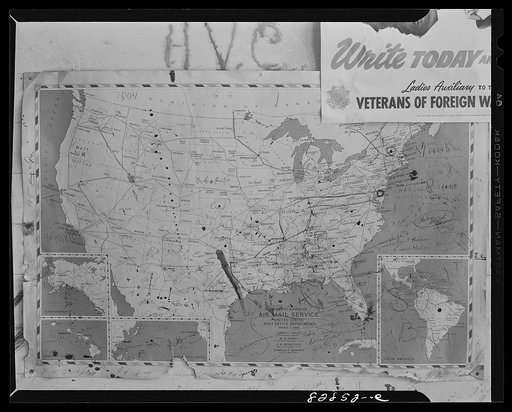 Childersburg, Alabama. Map in the post office. Dirty smudge is Childersburg