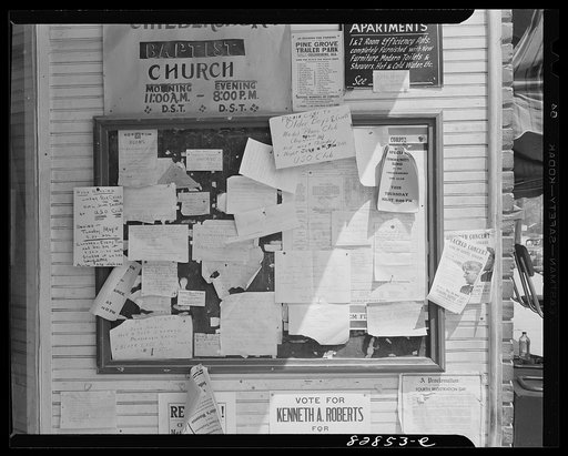 Childersburg, Alabama. Bulletin board outside of the post office