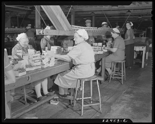 Bridgeton, New Jersey. Seabrook Farm. Packing beans for Birds Eye quick freezing