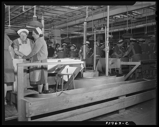 Untitled photo, possibly related to: Bridgeton, New Jersey. Seabrook Farm. Packing asparagus