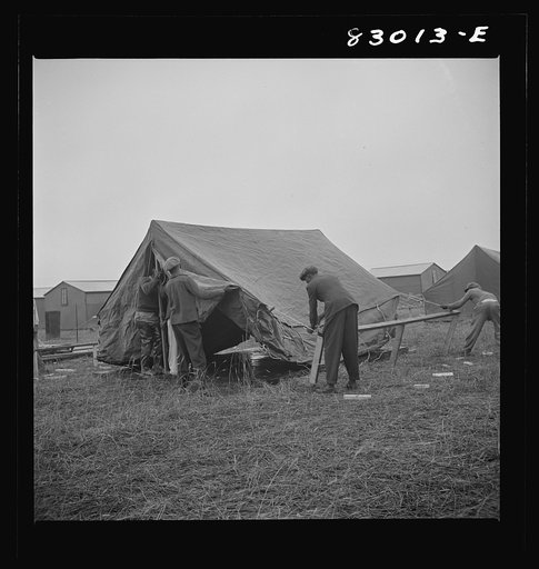 Bridgeton, New Jersey. FSA (Farm Security Administration) agricultural workers' camp. Setting up tents