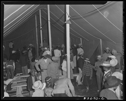 Untitled photo, possibly related to: Bridgeton, New Jersey. FSA (Farm Security Administration) agricultural workers' camp. Recreation tent