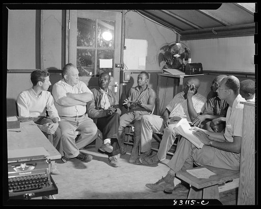 Bridgeton, New Jersey. FSA (Farm Security Administration) agricultural workers' camp. The camp is governed by a council elected by the residents themselves. All decisions relating to morality and general welfare of the camp are decided by the council
