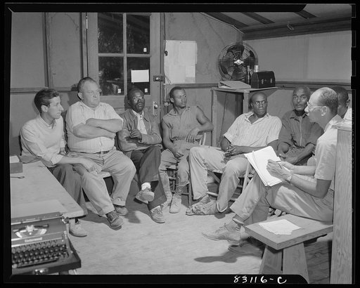 Untitled photo, possibly related to: Bridgeton, New Jersey. FSA (Farm Security Administration) agricultural workers' camp. The camp is governed by a council elected by the residents themselves. All decisions relating to morality and general welfare of the camp are decided by the council