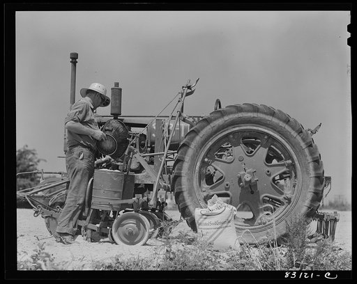 Bridgeton, New Jersey. Seabrook Farm. Loading a seeder