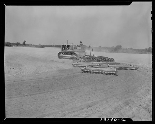 Untitled photo, possibly related to: Bridgeton, New Jersey. Seabrook Farm. Cultivating a field