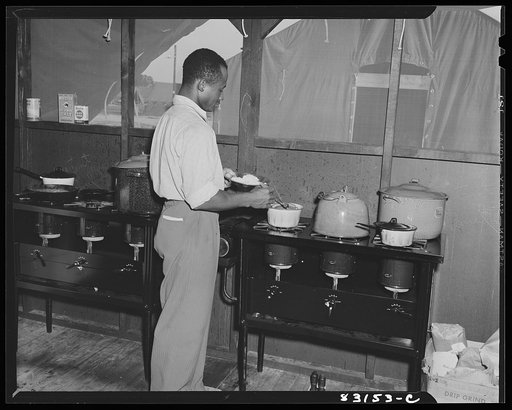 Untitled photo, possibly related to: Bridgeton, New Jersey. FSA (Farm Security Administration) agricultural workers' camp. Cook tent