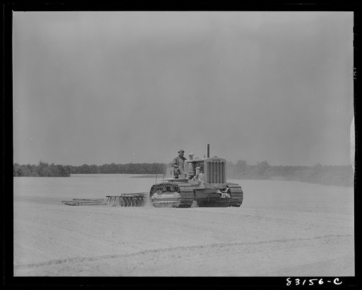 Untitled photo, possibly related to: Bridgeton, New Jersey. Seabrook Farm. Cultivating a field