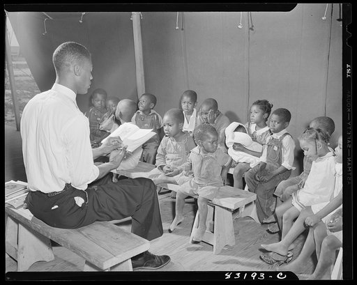 Bridgeton, New Jersey. FSA (Farm Security Administration) agricultural workers' camp. Bible class is held in the big recreation tent every morning of the week