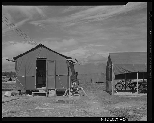 Untitled photo, possibly related to: Bridgeton, New Jersey. FSA (Farm Security Administration) agricultural workers' camp. Cook tent