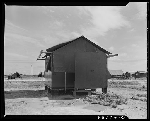 Untitled photo, possibly related to: Bridgeton, New Jersey. FSA (Farm Security Administration) agricultural workers' camp. Shower house for women