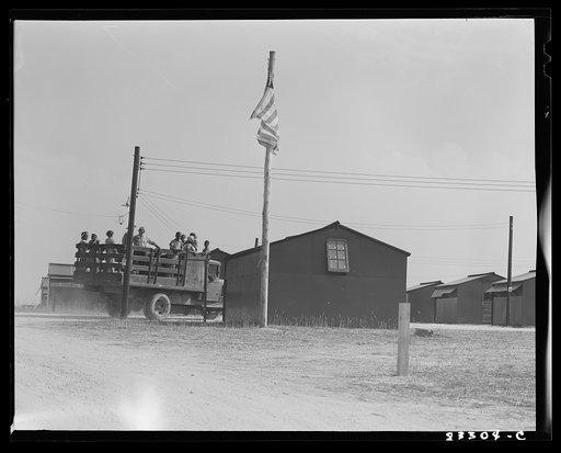 Untitled photo, possibly related to: Bridgeton, New Jersey. FSA (Farm Security Administration) agricultural workers' camp. Pre-fabricated houses, made from materials not affected by wartime shortages, at the camp