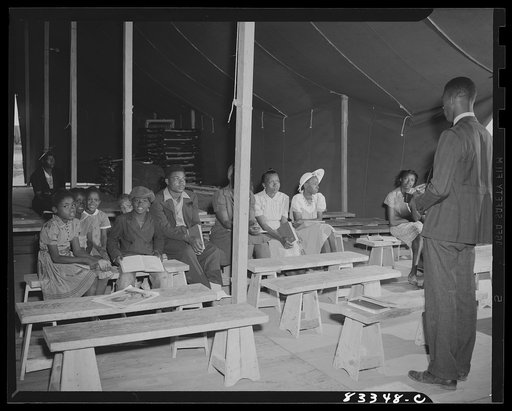 Untitled photo, possibly related to: Bridgeton, New Jersey. FSA (Farm Security Administration) agricultural workers' camp. Religious service
