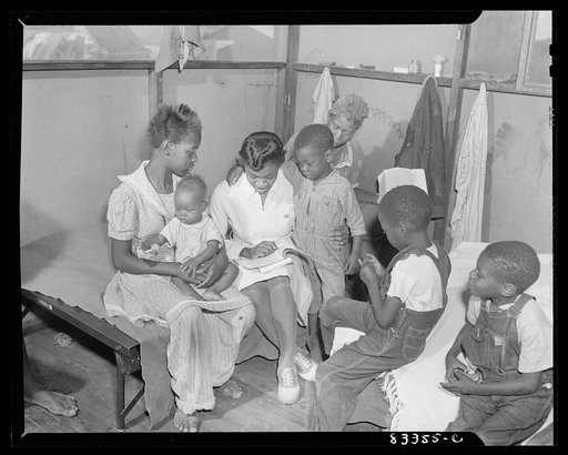 Bridgeton, New Jersey. FSA (Farm Security Administration) agricultural workers' camp. The camp nurse making a call