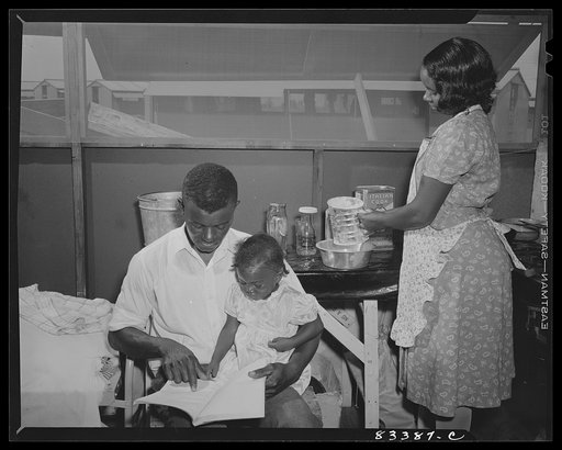 Bridgeton, New Jersey. FSA (Farm Security Administration) agricultural workers' camp. Councilman at home with his family