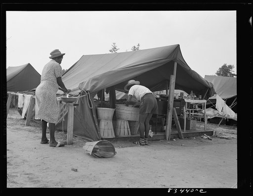 Bridgeton, New Jersey. FSA (Farm Security Administration) agricultural workers' camp. Wash day. In the near future the camp will have a completely modern laundry unit
