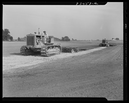 Untitled photo, possibly related to: Bridgeton, New Jersey. Seabrook Farm. Cultivating a field