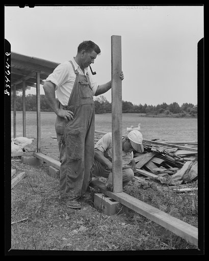 Newport, New Jersey (vicinity). John Hanby enlarging his chicken coop