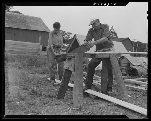 Newport, New Jersey (vicinity). Enlarging a chicken coop on the farm of John Hanby