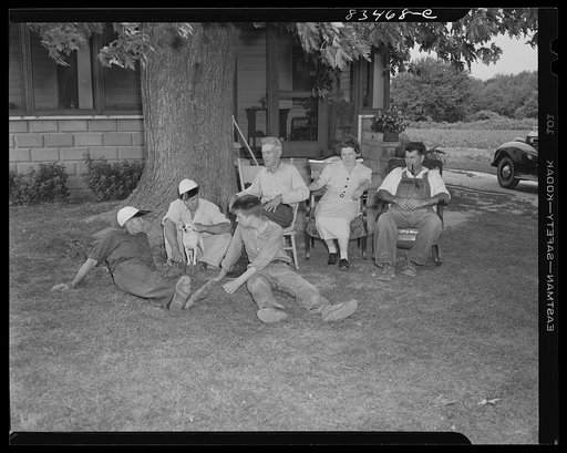 Untitled photo, possibly related to: Newport, New Jersey (vicinity). The Hanby family in front of their home. From left to right: Earl Poole, Edward Hanby, Ellis Hanby, Ellis Simpkins, Mary Hanby, and John Hanby