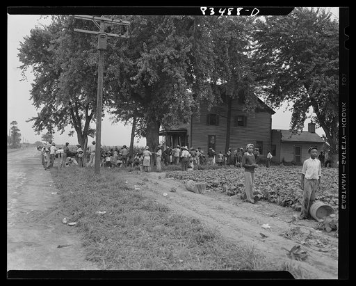 Untitled photo, possibly related to: Bridgeton, New Jersey. Seabrook Farms. Migrants quitting work for the day