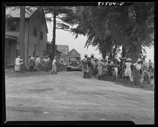 Untitled photo, possibly related to: Bridgeton, New Jersey. Seabrook Farms. Migrants quitting work for the day