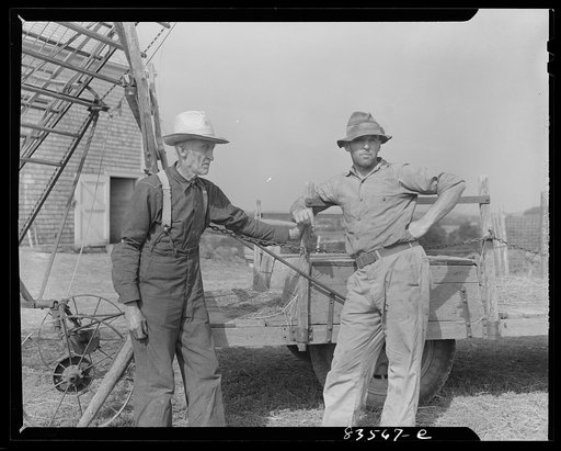 Caribou, Maine (vicinity). Cunningham farm belonging to a FSA (Farm Security Administration) client. Henry Cunningham and father, who operate their farm on a FSA (Farm Security Administration) loan
