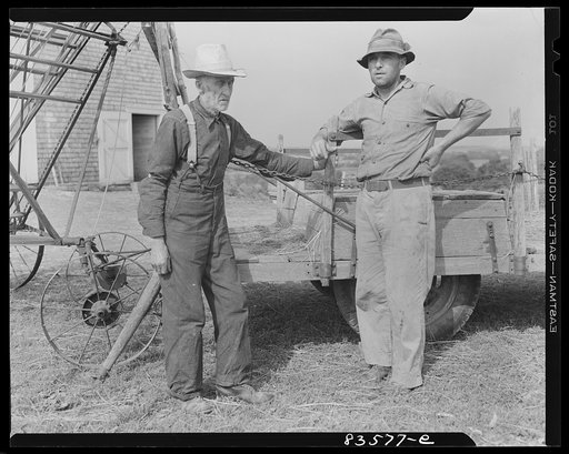 Untitled photo, possibly related to: Caribou, Maine (vicinity). Cunningham farm belonging to a FSA (Farm Security Administration) client. Henry Cunningham and father, who operate their farm on a FSA (Farm Security Administration) loan