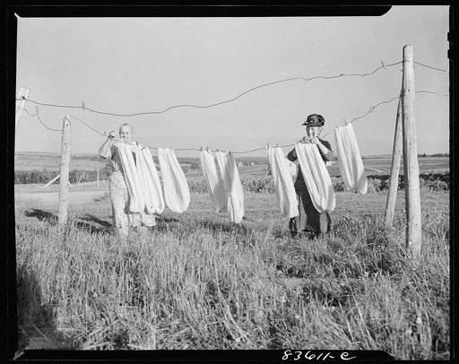Aroostook County, Maine. Airing wool before spinning