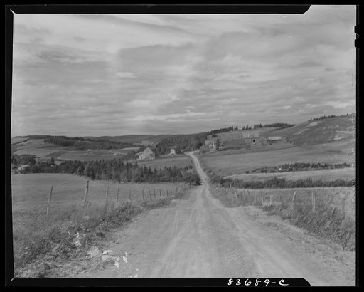 Fort Kent, Maine (vicinity). Looking down upon the farmstead of Albert [i.e. Leonard] Gagnon, a FSA (Farm Security Administration) client