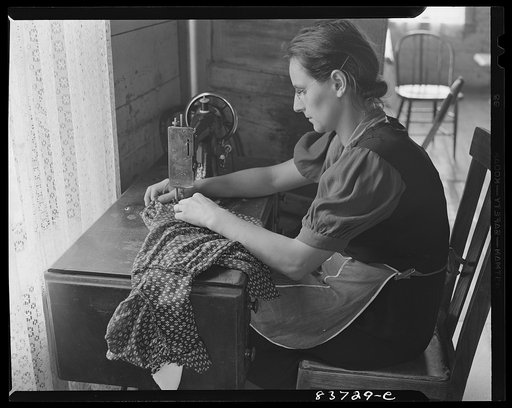 Fort Kent, Maine (vicinity). Mrs. Daigle makes clothes for all her family