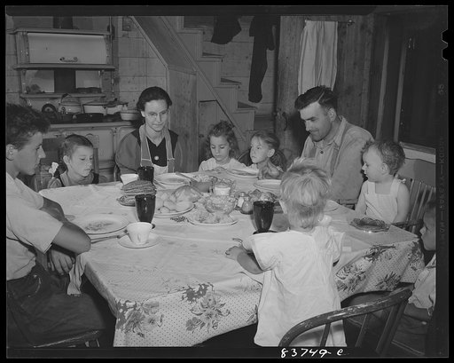 Untitled photo, possibly related to: Fort Kent, Maine (vicinity). Dinner on the Daigle farm