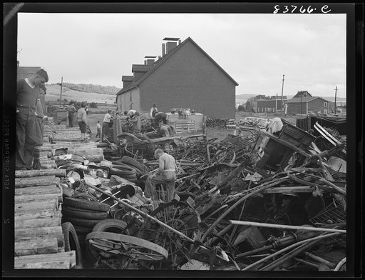 Untitled photo, possibly related to: Fort Kent, Maine (vicinity). Salvage drive for scrap metal at 4:30 p.m.