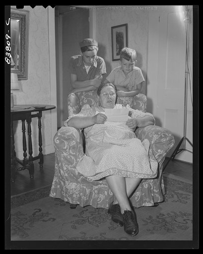 Hartford, Connecticut (vicinity). Polish farmer's wife reading a letter from her son in the armed forces