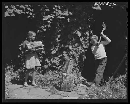 Untitled photo, possibly related to: Windsor Locks, Connecticut (vicinity). Children of German farmer doing farm chores