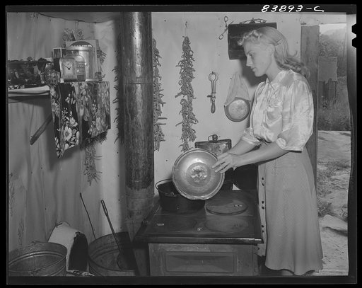 Richwood, West Virginia. (vicinity) Hazel Friend cooking lunch in her little mountain home
