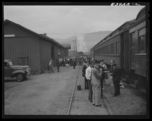 Richwood, West Virginia. The Baltimore and Ohio Railroad furnished a special train to carry the 300 men, women and children to upper New York state where they will work in the harvest